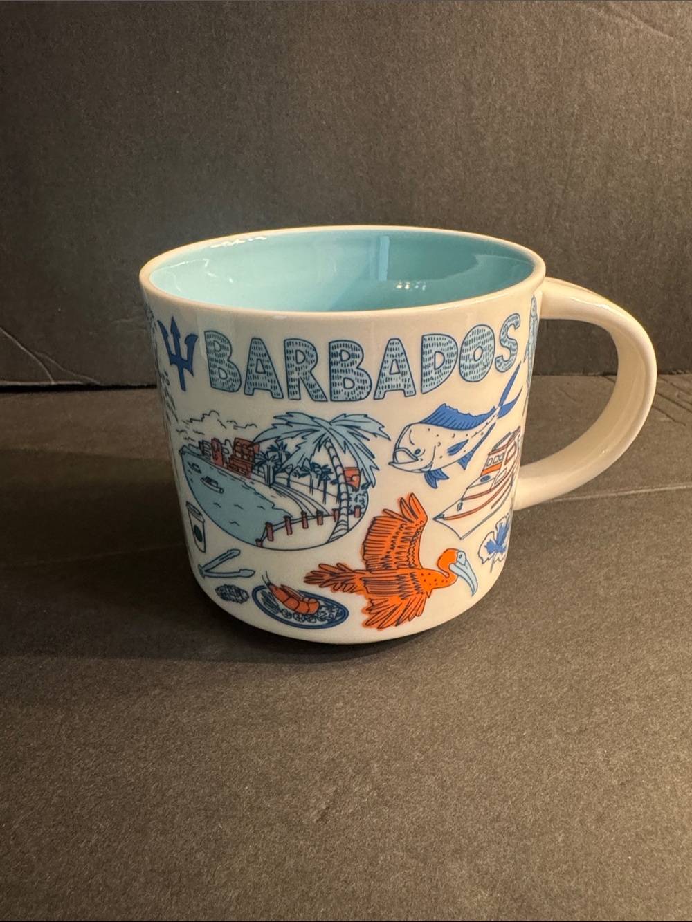 Starbucks Barbados White Blue Orange Ceramic Mug Brand New in Box